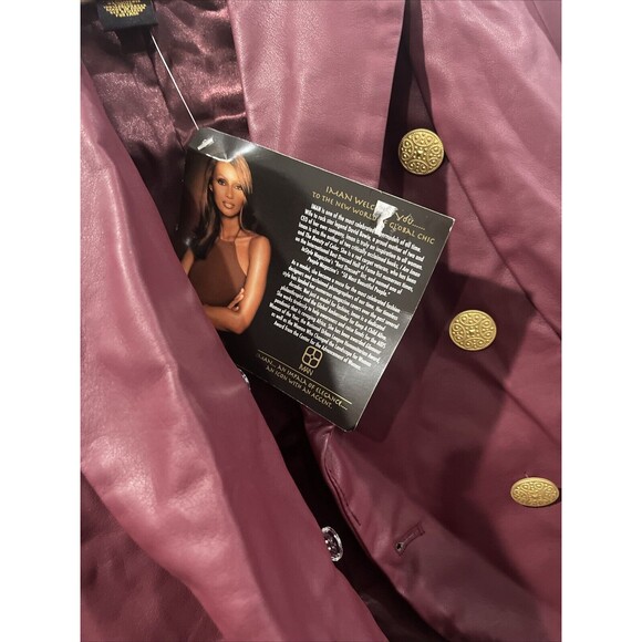 IMAN Faux Leather Jacket Gold Buttons Size Small New With Tags - Picture 3 of 4